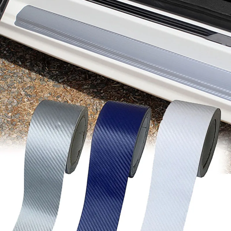 Self-Adhesive 10cm x 3m 3D Carbon Fiber Tape, high gloss with a smooth finish, perfect for high wear arears on door Sills in the automotive, trucks and heavy equipment to protect the original paint from scratches and scuff marks. Product Features: Self-Adhesive but removable but doesn't harm original paint. Water-resistant, easy to clean with water and soap