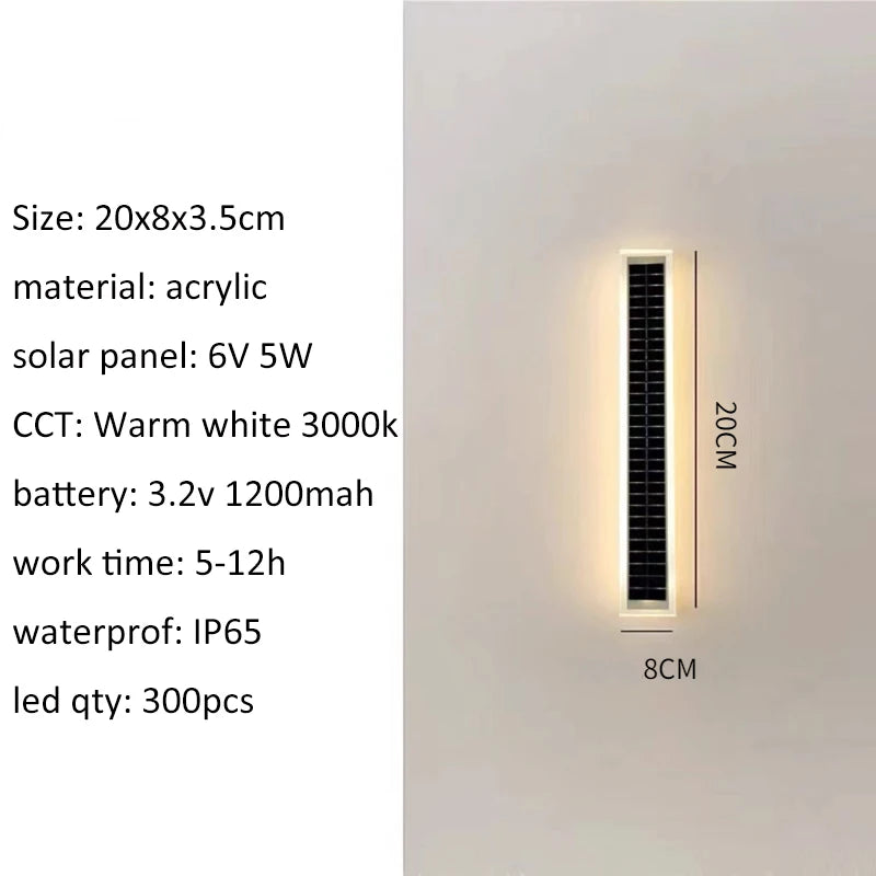 Solar Led Wall Light Outdoor 100cm Waterproof IP65 Long Wall Lamp for Garden Porch Light Washing Lamp for Courtyard