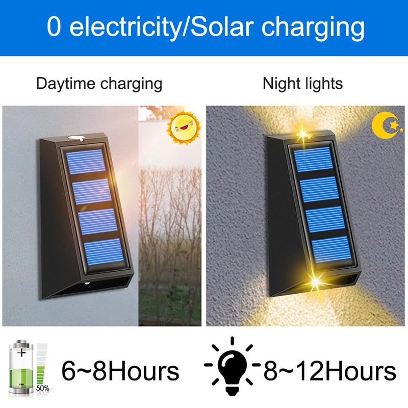 Decoration Solar Garden Lights RGB Colour Changing Waterproof Wall Lamp Christmas Gift Solar Lighting For Walkway Fence Stairs