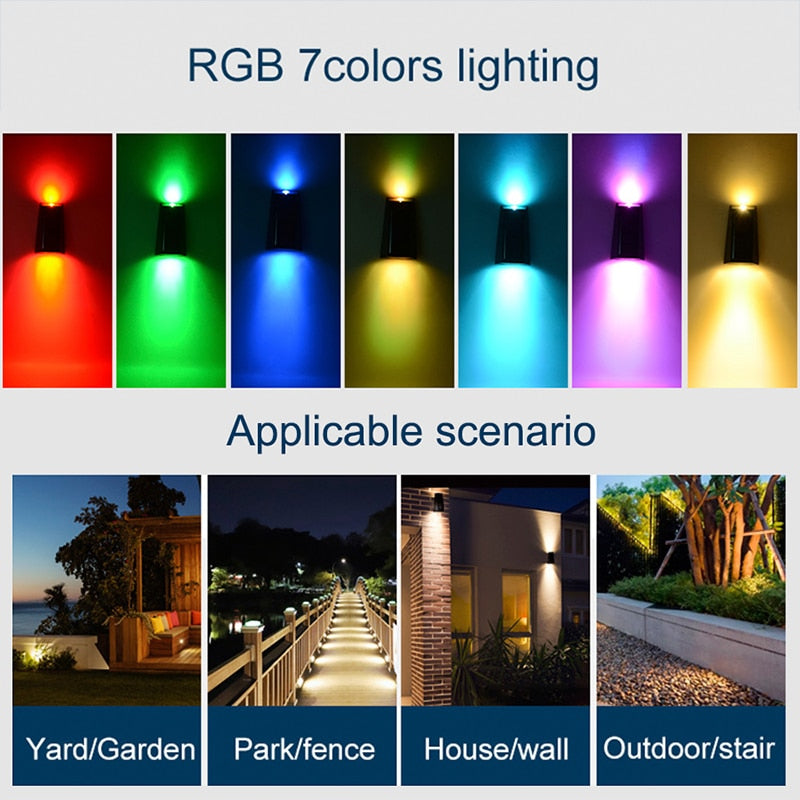 Decoration Solar Garden Lights RGB Colour Changing Waterproof Wall Lamp Christmas Gift Solar Lighting For Walkway Fence Stairs