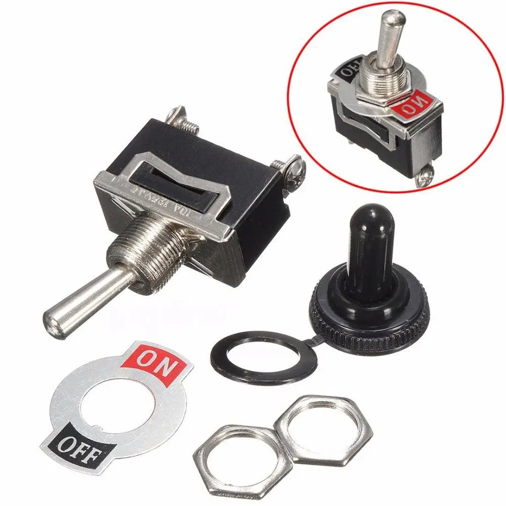 Heavy Duty On/Off Small Spst Toggle Switch Miniature + Waterproof Cover 12v Rocker Car Products Interior Parts Start Stop Button