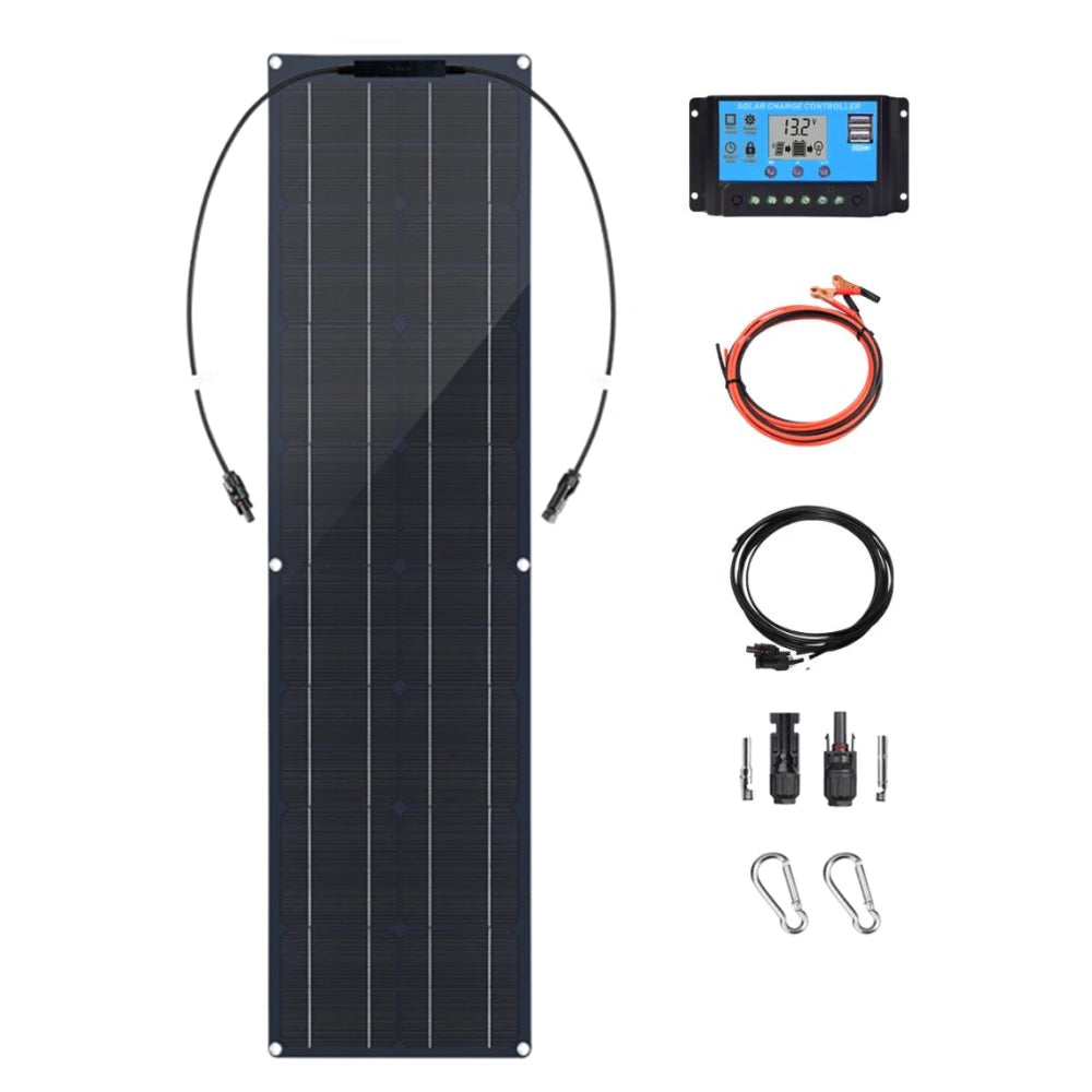 50W 100W Monocrystalline Flexible Solar Panel Kit 12V Battery Charger System For Home Camping Car RV Boat Off-grid Applications