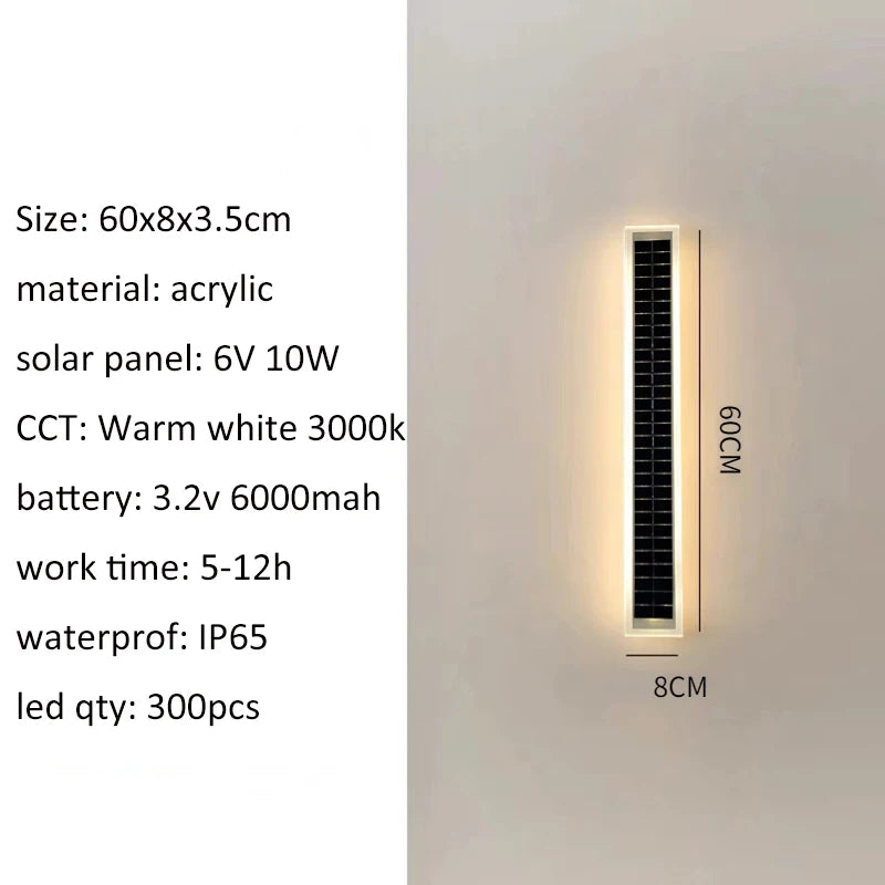 Solar Led Wall Light Outdoor 100cm Waterproof IP65 Long Wall Lamp for Garden Porch Light Washing Lamp for Courtyard