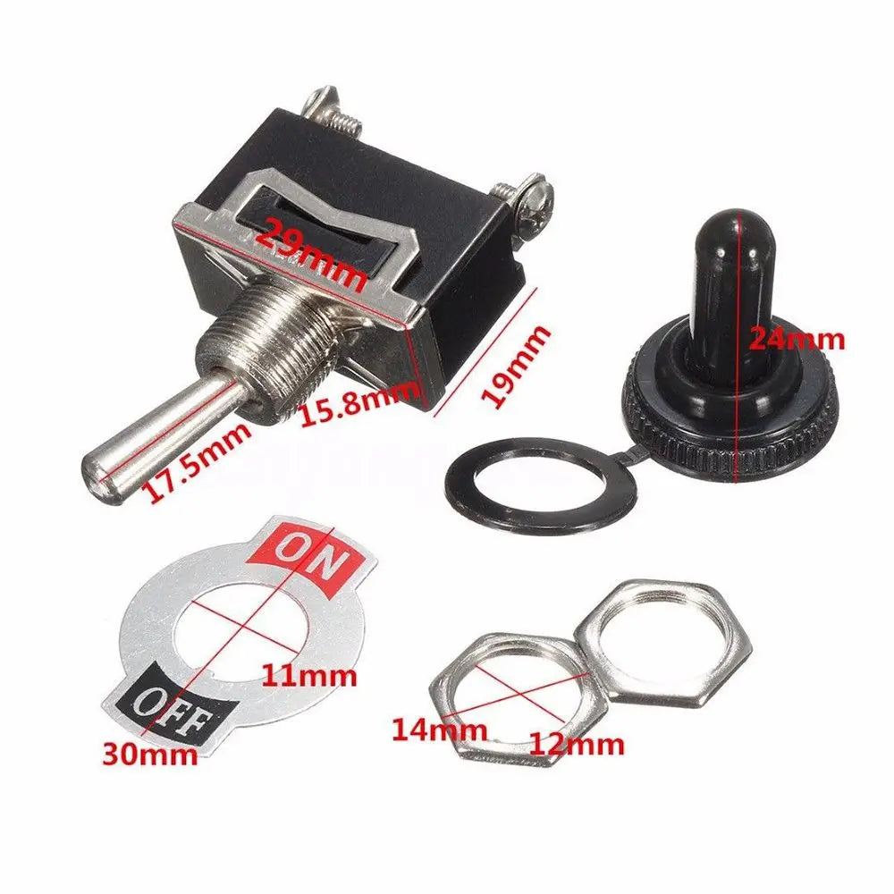 Heavy Duty On/Off Small Spst Toggle Switch Miniature + Waterproof Cover 12v Rocker Car Products Interior Parts Start Stop Button