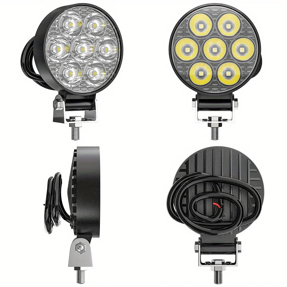 4/2PC 12-24V 7LED Mini Square LED Work Light Off Road Auxiliary Modified Headlights Spotlights Flood Spot Lamp for Car Truck SUV