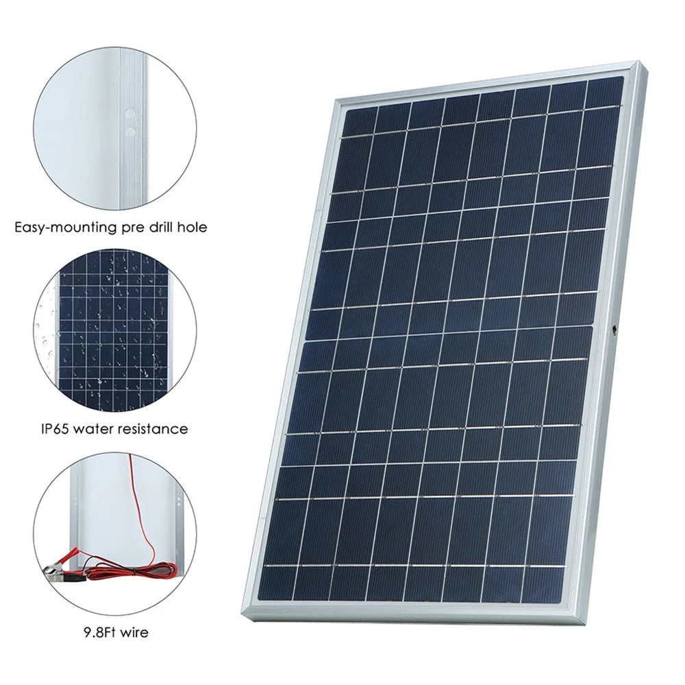 1 Pcs Solar Panel 15W DC 12V Kit with Alligator Clip IP65 Waterproof for Home Indoor Outdoor Portable Solar Charger