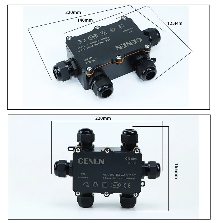 804 plastic waterproof junction box outdoor rainproof junction box electrical sealing box LED wiring PC flame-retardant buried