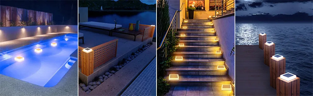 2PCS 3 Colors Solar Light Fence Light IP65 Outdoor Solar Lamp For Garden Decoration Gate Fence Wall Courtyard Cottage Solar Lamp