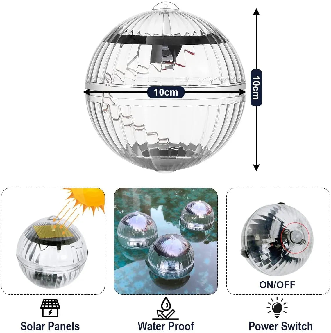 Led Solar Floating Lamp Swimming Pool Ball Solar Panel Powered Pond Drift Waterproof Glow Show Disco Colour Changing light - Free Shipping