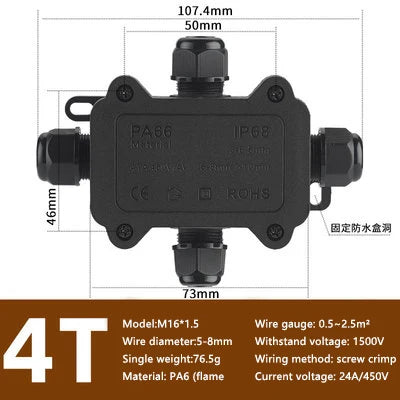 IP68 Waterproof Junction Box Electrical Connector 2-3Way Enclosure Block Cable Connecting Line Protection for Wiring Accessories
