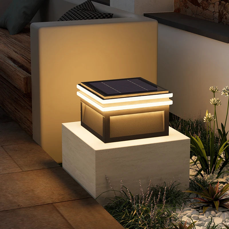 Solar Pillar Lights LED Wall Lamp Outdoor Waterproof Lighting Home Decor Solar Energy Square Lamp Villa Gate Garden Door Fence