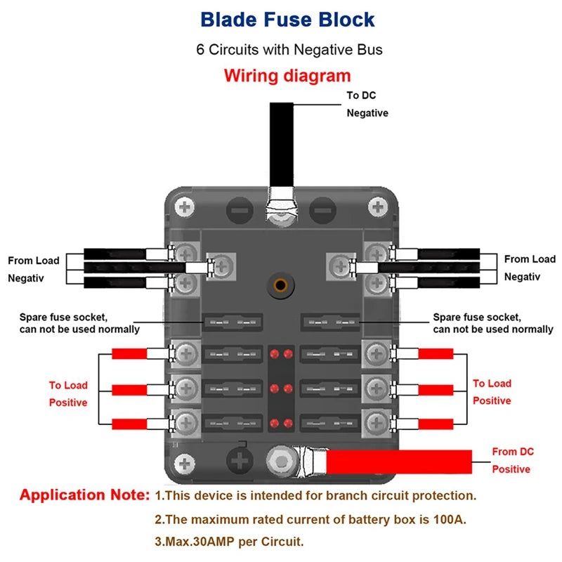 Blade Fuse Holder Block & Warning Indicator Power Distribution Panel Board Car Boat Fuse Box Holder-A34G