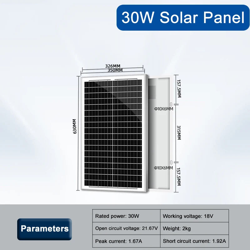 Factory Direct Sale 18V Mono Solar Panel 25W 30W 40W 60W 70W 80W 100W Exactly real Power for 12V Home/outdoor Solar system