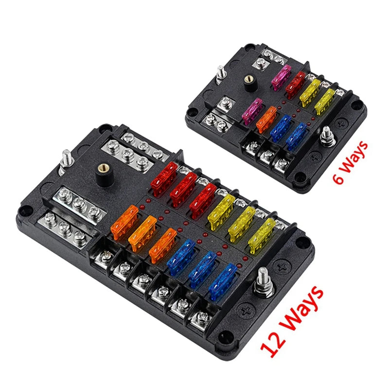 Blade Fuse Holder Block & Warning Indicator Power Distribution Panel Board Car Boat Fuse Box Holder-A34G