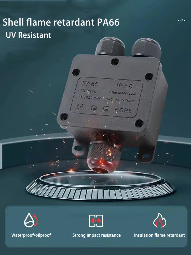 IP68 Waterproof Junction Box Electrical Connector 2-3Way Enclosure Block Cable Connecting Line Protection for Wiring Accessories