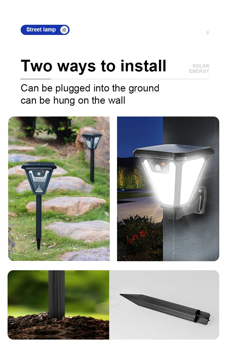 5000LM Outdoor Solar Lights Motion Sensor Solar Powered Lamp USB Rechargeable Wall Light Garden Decoration Landscape floodlight
