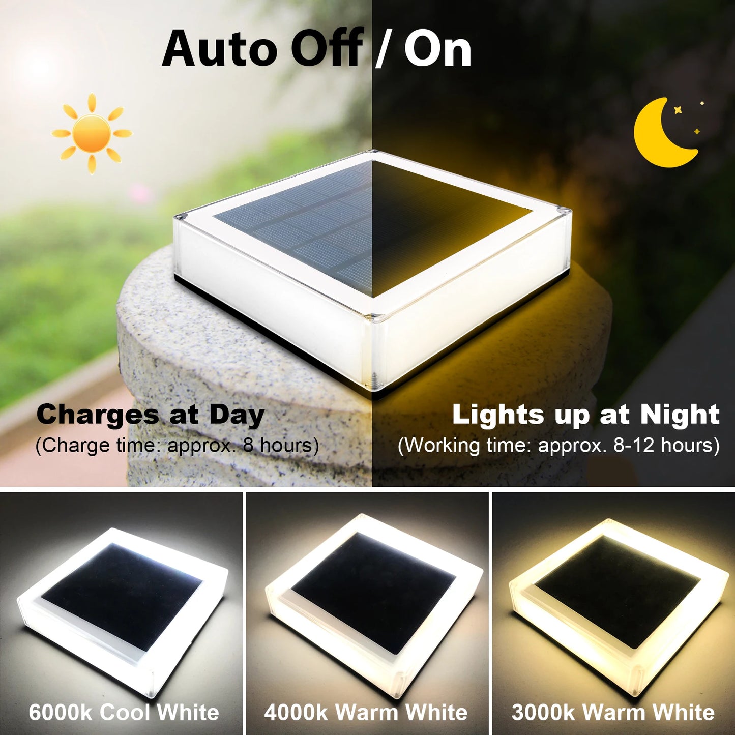 2PCS 3 Colors Solar Light Fence Light IP65 Outdoor Solar Lamp For Garden Decoration Gate Fence Wall Courtyard Cottage Solar Lamp - Free Shipping