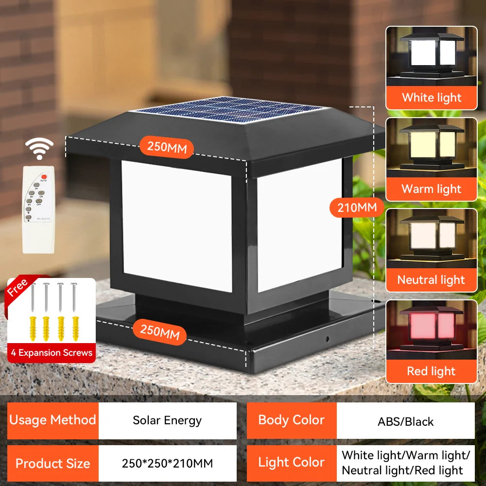 LED Solar Lights Outdoors Waterproof Solar Column Light Classical style Timed with Remote Control LED Light for Garden Patio