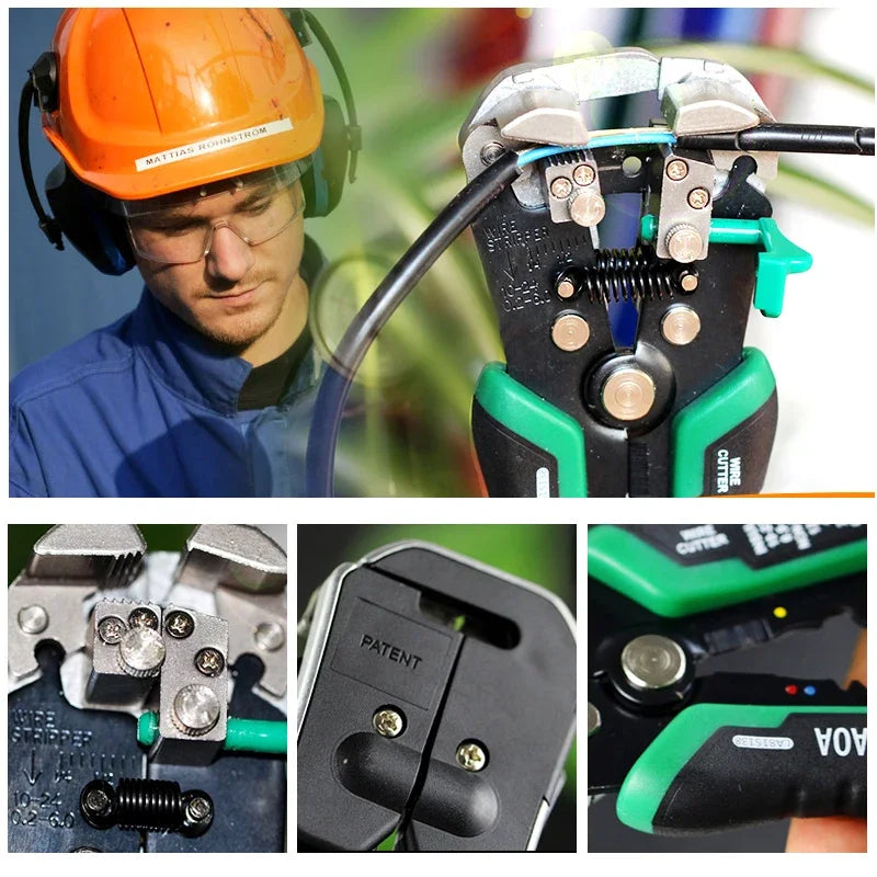 LAOA Automatic Wire Stripper with Built-in Springs New Type Electrician Cable Cutting Tool Crimping For Electrician Crimpping