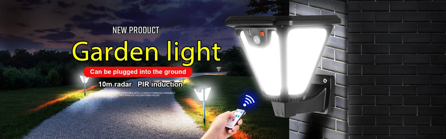 LED Solar Light Motion Sensor Outdoor Garden Street Light Remote Control Waterproof Wall Light Garage Floodlight Courtyard light