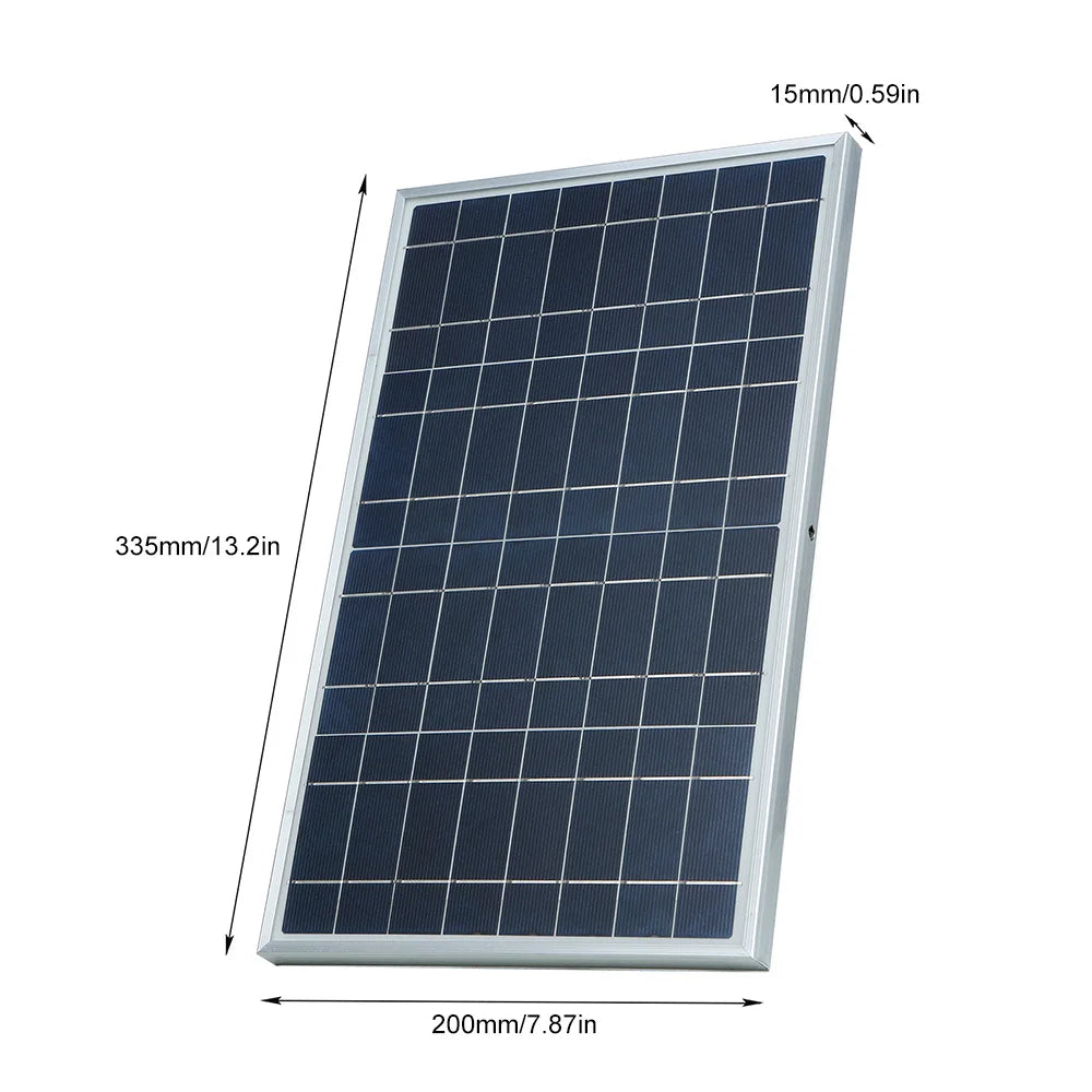 1 Pcs Solar Panel 15W DC 12V Kit with Alligator Clip IP65 Waterproof for Home Indoor Outdoor Portable Solar Charger
