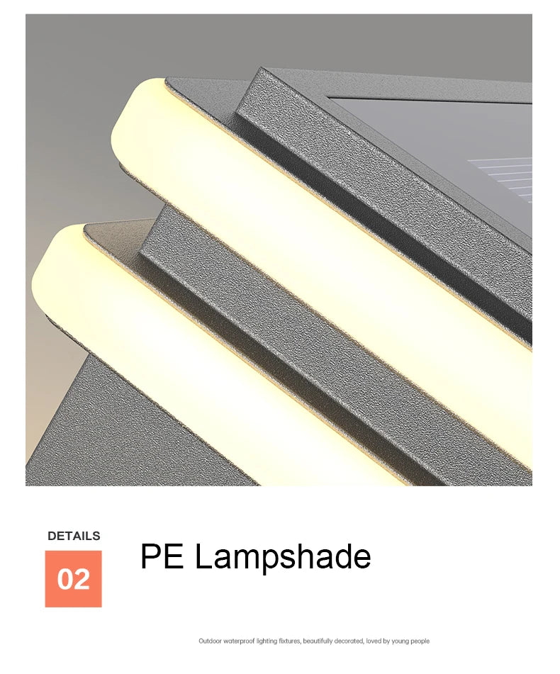 Solar Pillar Lights LED Wall Lamp Outdoor Waterproof Lighting Home Decor Solar Energy Square Lamp Villa Gate Garden Door Fence