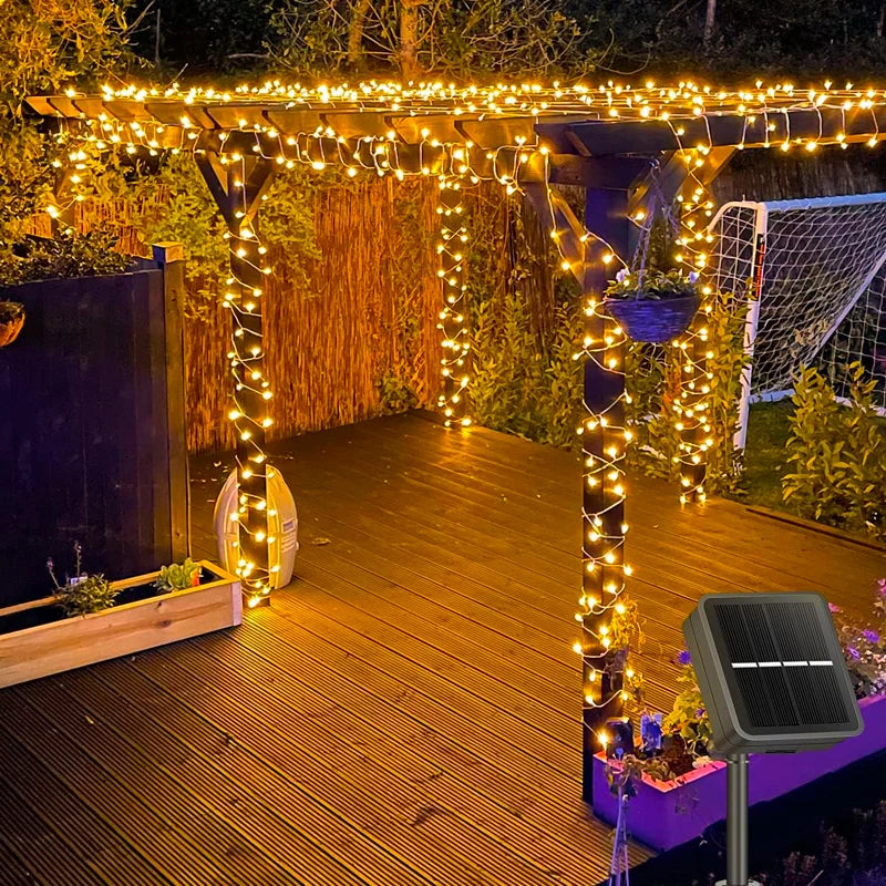 Outdoor LED Solar Fairy Lights Christmas Decoration Waterproof Solar Garland 8Mode Lights For Xmas Party Patio Balcony Yard