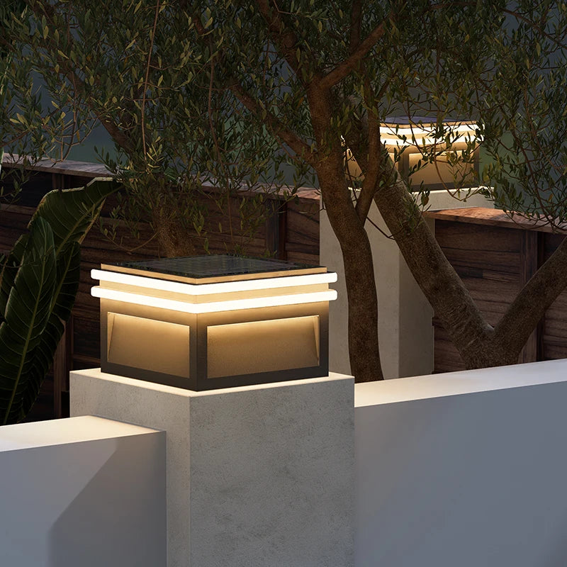 Solar Pillar Lights LED Wall Lamp Outdoor Waterproof Lighting Home Decor Solar Energy Square Lamp Villa Gate Garden Door Fence