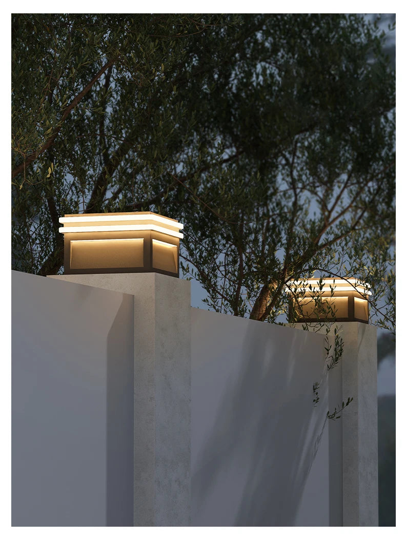 Solar Pillar Lights LED Wall Lamp Outdoor Waterproof Lighting Home Decor Solar Energy Square Lamp Villa Gate Garden Door Fence