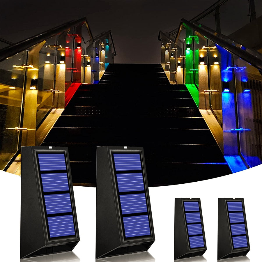 Decoration Solar Garden Lights RGB Colour Changing Waterproof Wall Lamp Christmas Gift Solar Lighting For Walkway Fence Stairs