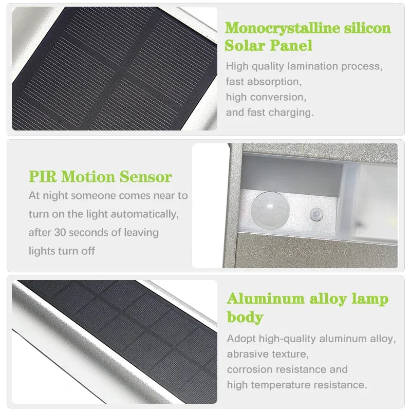 Solar Billboard Lights with Sensor Outdoor Automatic 4 Modes Lighting Solar LED Lamp Until Morning Outside for Street Wall Light