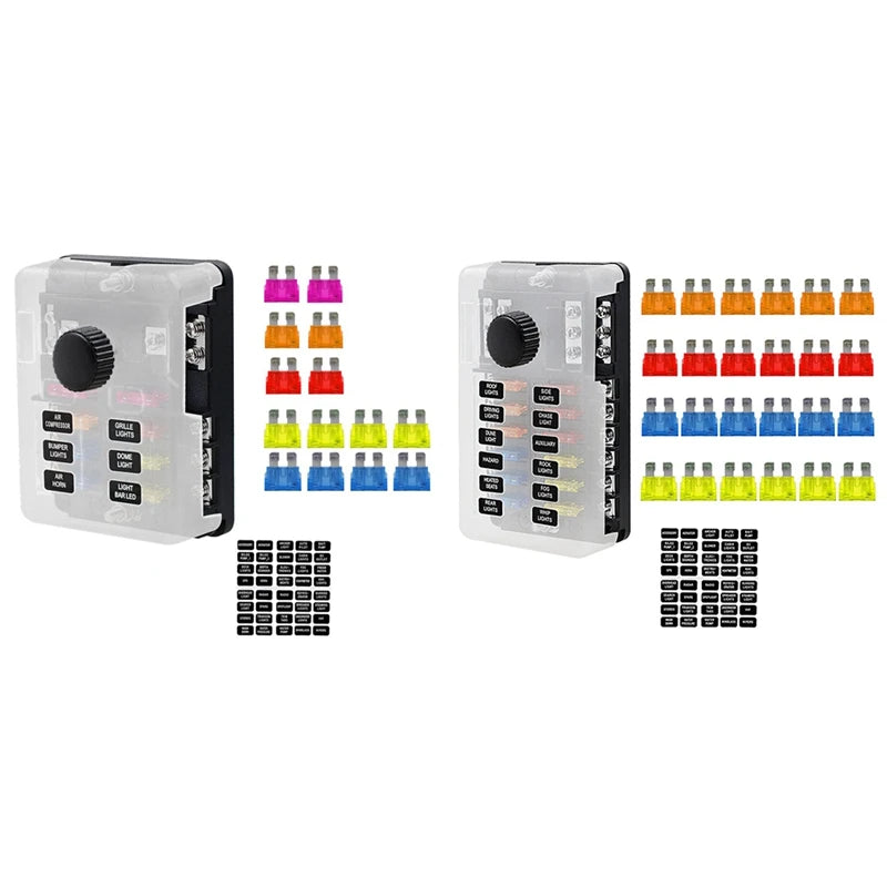 Blade Fuse Holder Block & Warning Indicator Power Distribution Panel Board Car Boat Fuse Box Holder-A34G