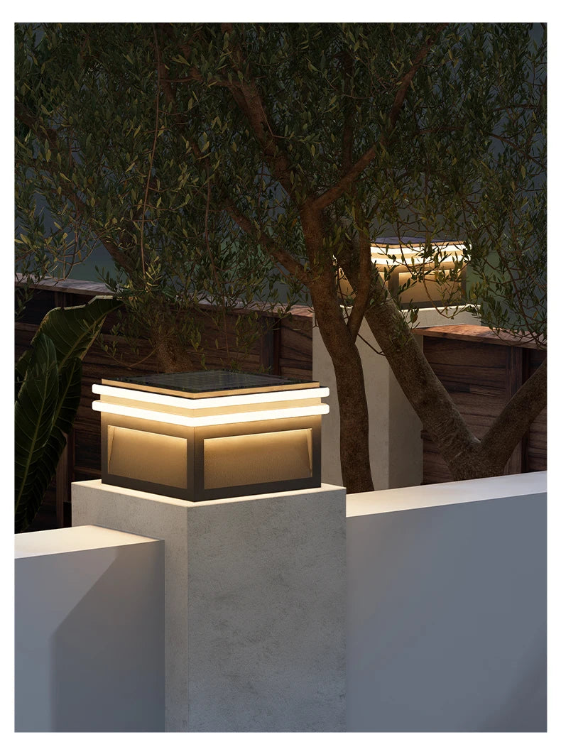 Solar Pillar Lights LED Wall Lamp Outdoor Waterproof Lighting Home Decor Solar Energy Square Lamp Villa Gate Garden Door Fence