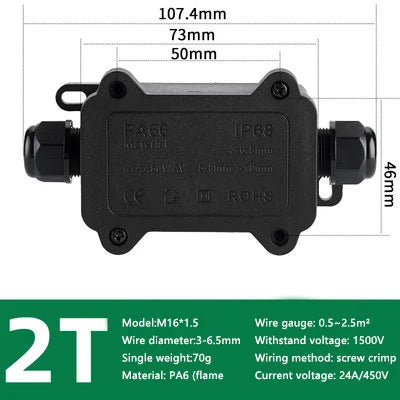 IP68 Waterproof Junction Box Electrical Connector 2-3Way Enclosure Block Cable Connecting Line Protection for Wiring Accessories