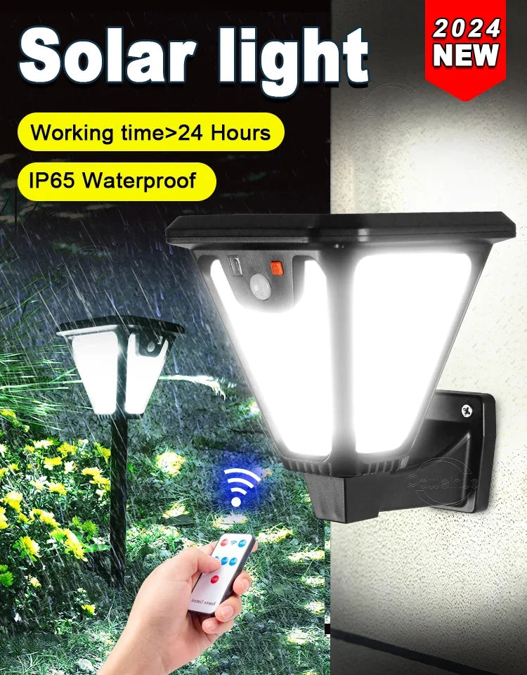 LED Solar Light Motion Sensor Outdoor Garden Street Light Remote Control Waterproof Wall Light Garage Floodlight Courtyard light