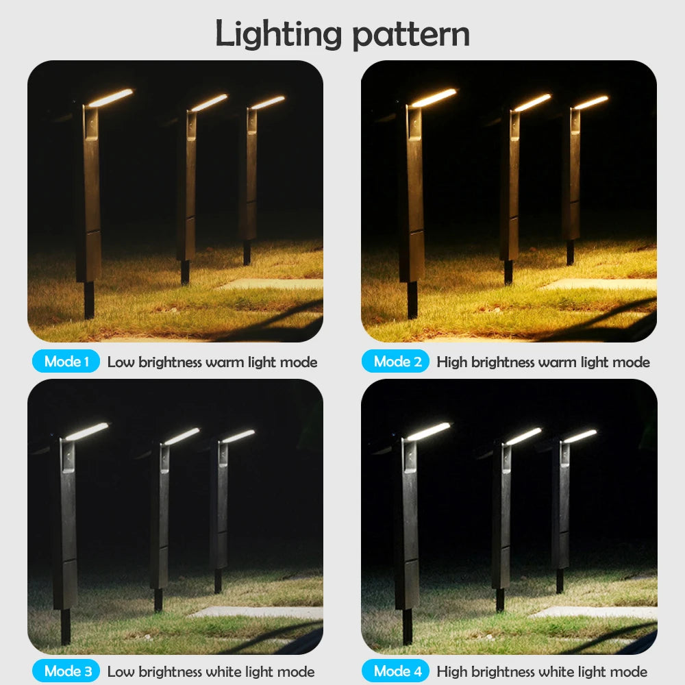 Solar Pathway Lights Outdoor Adjustable Head Solar Path Lights 4Modes 2200 MAh Waterproof  Solar Powered Landscape Light Garden