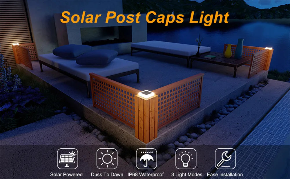 2PCS 3 Colors Solar Light Fence Light IP65 Outdoor Solar Lamp For Garden Decoration Gate Fence Wall Courtyard Cottage Solar Lamp