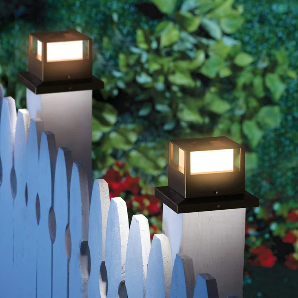 Waterproof Led Light Fence Lamp Solar Panel Pipe Garden Street Solar Powered Landscape Lamp Light Hot Solar Pillar Post Cap New
