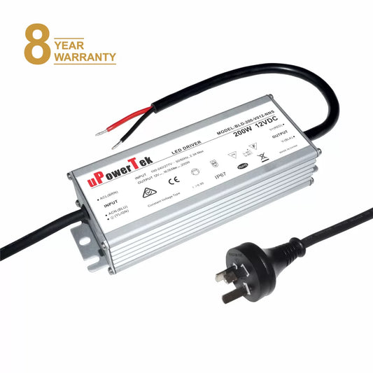 200W 12V DC 16.7A LED Driver / Transformer, Waterproof IP67, RCN Approved
