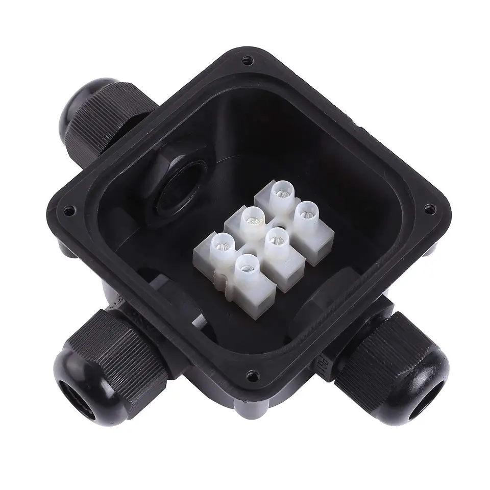 3-Way Junction Box, IP 68 Waterproof Connectors for Outdoor Lighting External Junction Box Pack of 10 Black