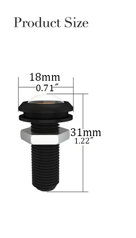 Product Size: Width 18mm Length 31mm, Threaded shaft with a nut. 