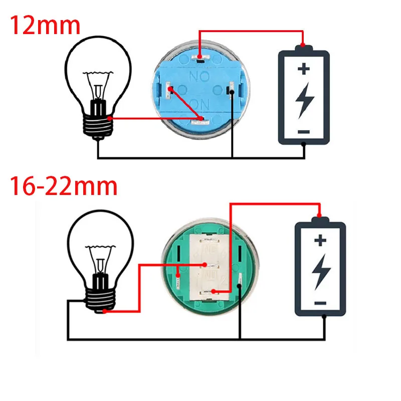 Metal 22mm ON-Off Switch LED Back Light DC 12V-24V Universal, Waterproof. Push in to Lock ON then Push in to Turn Off. Suitable for Turning Power ON or OFF Suitable 12-24V Appliances. Specifications: Size: 22mm, Voltage: 12-24V DC, Material: stainless steel + plastic (high pressure resistant plastic)