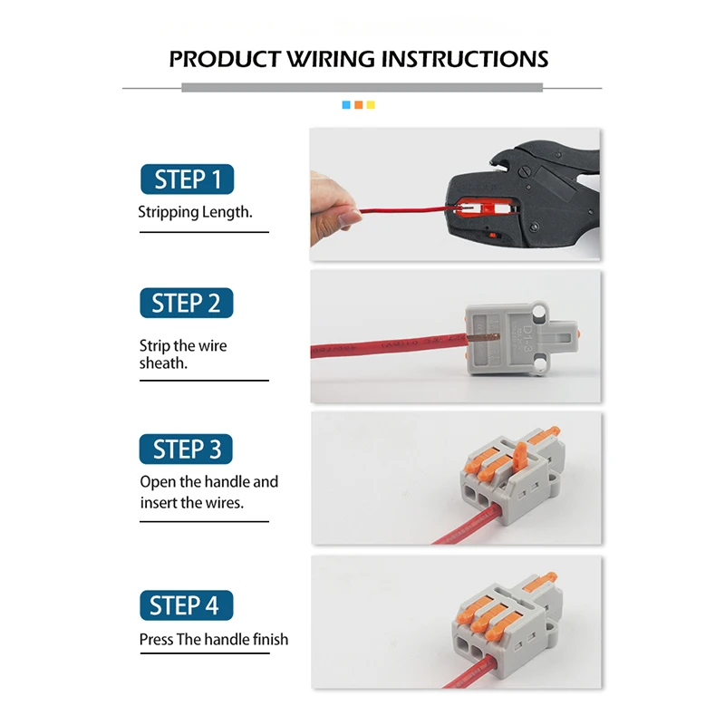 Mini Quick Wire Connector, Push in Terminal Block 2 In 2 Out, Suitable for Connecting DC 12-24V LED Lights in Waterproof Outdoor Electrical Junction Box's. Cable Range 0.08-2.5mm / AWG 28-14. Made of High-Quality Flame-Retardant Material.