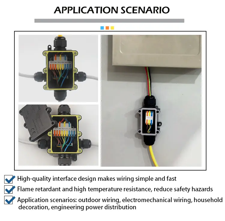 Mini Quick Wire Connector, Push in Terminal Block 2 In 2 Out, Suitable for Connecting DC 12-24V LED Lights in Waterproof Outdoor Electrical Junction Box's. Cable Range 0.08-2.5mm / AWG 28-14. Made of High-Quality Flame-Retardant Material.