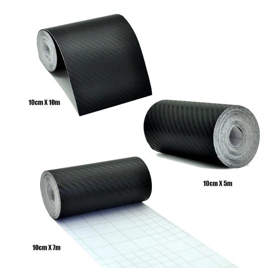 10cm x 10m Black Carbon Fiber Protector Strip Sticker Auto Bumper Door Sill Protection Anti-stepping Car Decoration Tape 3D. Can be Used to Protect and or decorate anything with a reasonable smooth surface.