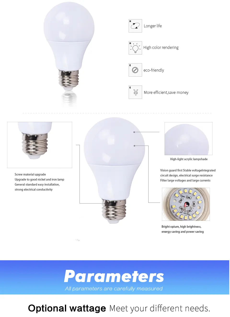 LED Light Bulb DC 12V, E27 Base, 3W, Warm White, Low Voltages Bulbs for Outdoor String Lights. Product Description: Item Name: LED Bulb DC12V Power: 3W, Voltage: DC12V, Socket Base: E27, Led Chip Model: SMD2835, Colour Temperature: Warm White 2700-3200K 