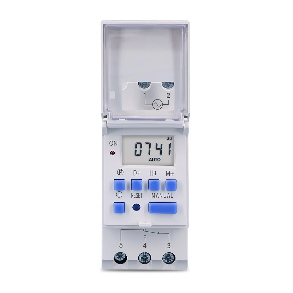 Din Rail 35mm, Digital 12V DC  16 On/Off Daily / Weekly Programmable Timer Switch. Automatically Turn On or Off up to 16 Times Daily, 15 weekly all 12V DC Appliances.