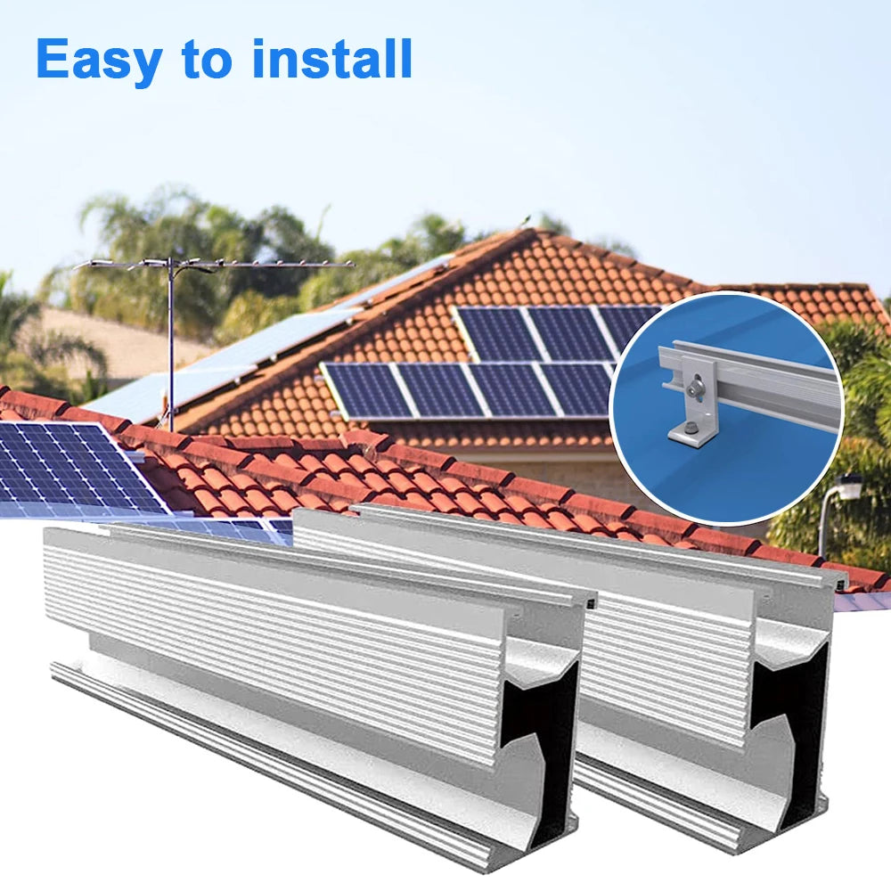 Solar Panel Roof Mounting Rails Photovoltaic Panel Solar Bracket Aluminium Solar Rail Mid And End Clamp For Shingle Roof 30/35mm - Free Shipping