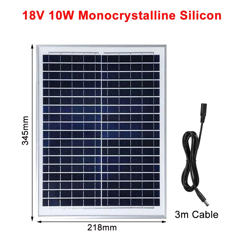 New 18V Monocrystalline Silicon Solar Panel 5W 10W 20W PV Module Solar Cell With DC5521 3m Cable For Outdoor Camping Power Bank