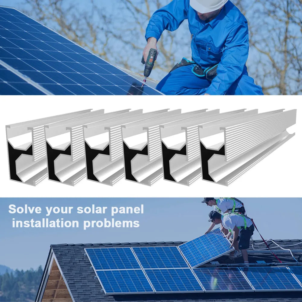 Solar Panel Roof Mounting Rails Photovoltaic Panel Solar Bracket Aluminium Solar Rail Mid And End Clamp For Shingle Roof 30/35mm - Free Shipping
